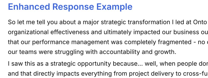 Enhanced answer showing improved response