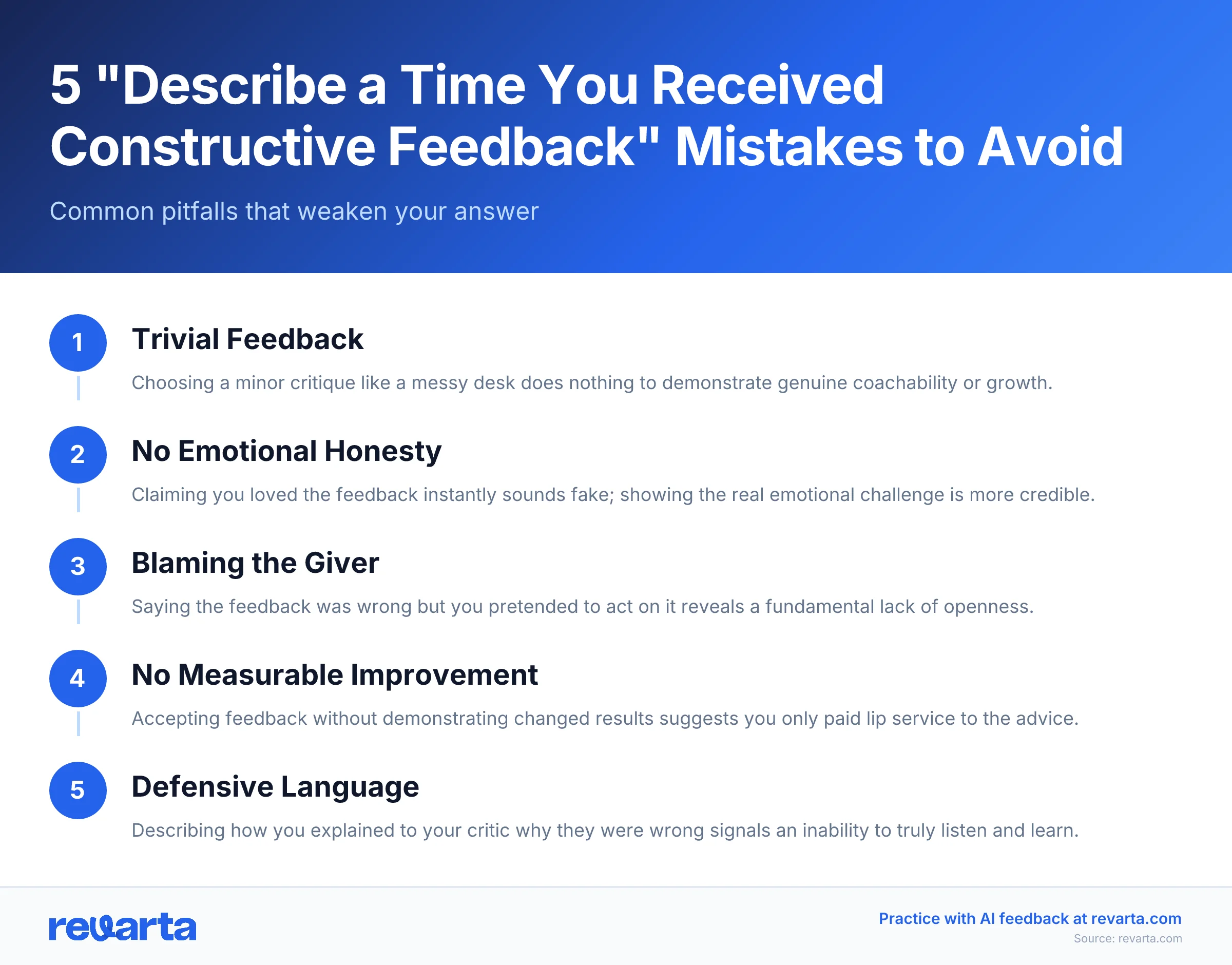 5 'Describe a Time You Received Constructive Feedback' Mistakes to Avoid - Common pitfalls that weaken your answer