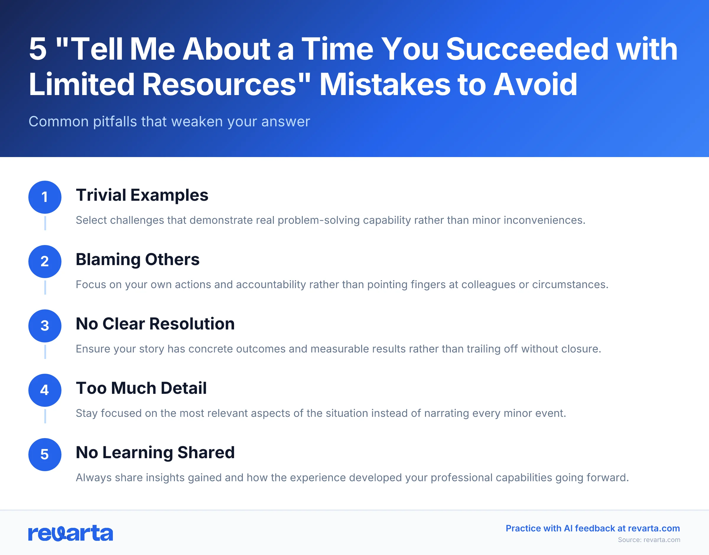 5 'Tell Me About a Time You Succeeded with Limited Resources' Mistakes to Avoid - Common pitfalls that weaken your answer