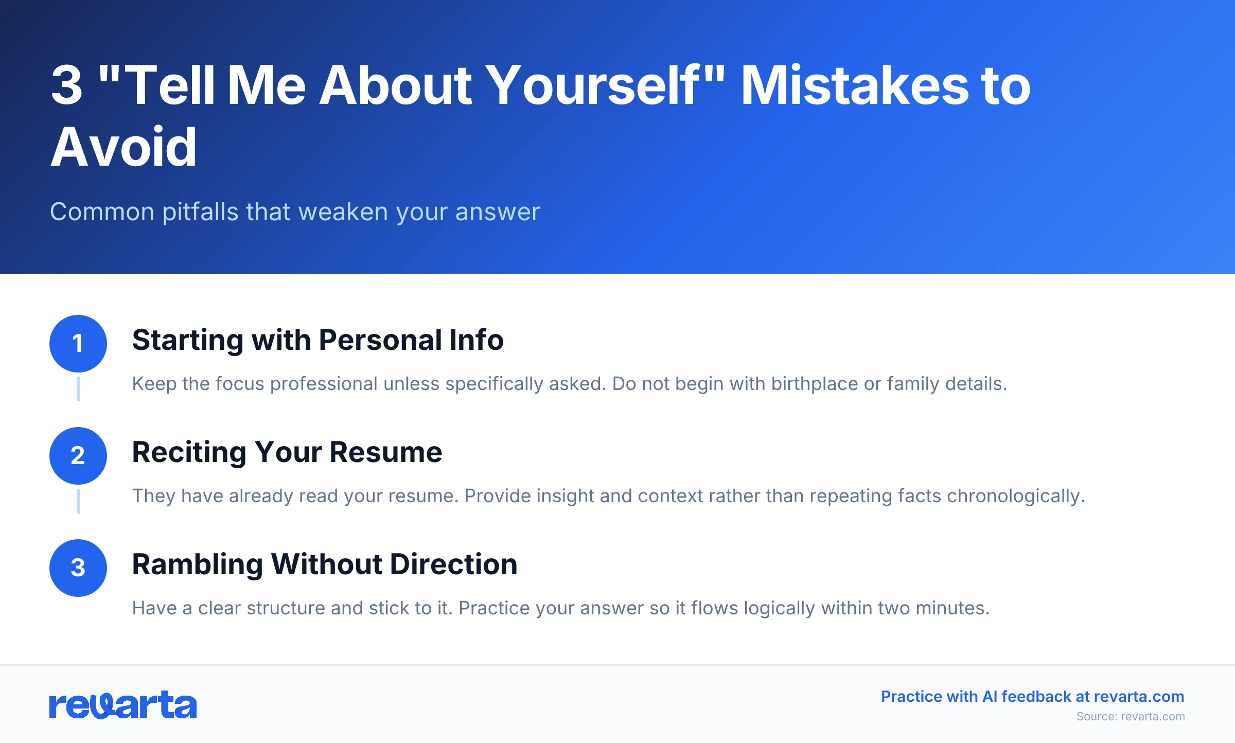 3 'Tell Me About Yourself' Mistakes to Avoid - Common pitfalls that weaken your answer